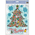 Okenní fólie bez lepidla s glitrem Merry Christmas stromek 30 x 20 cm