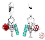 Zawieszka Srebrna 925 New York City Triple 3w1, charms do bransoletki podróżnej