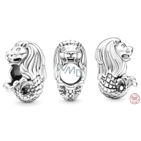 Charm Srebrna biżuteria 925 Symbol Merliona z Singapuru, koralik na bransoletkę podróżniczą