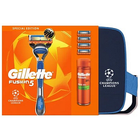 Zestaw prezentowy Gillette Fusion, maszynka, 4 wymienne ostrza, żel do golenia 200 ml