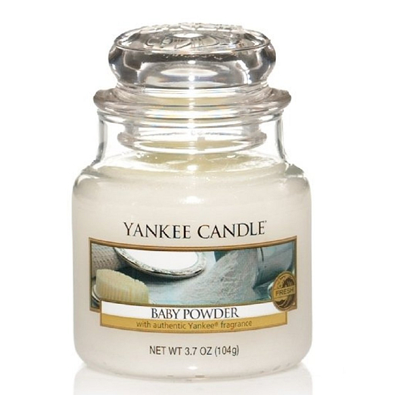 Yankee Candle Baby Powder - Dětský pudr vonná svíčka Classic malá sklo 104 g