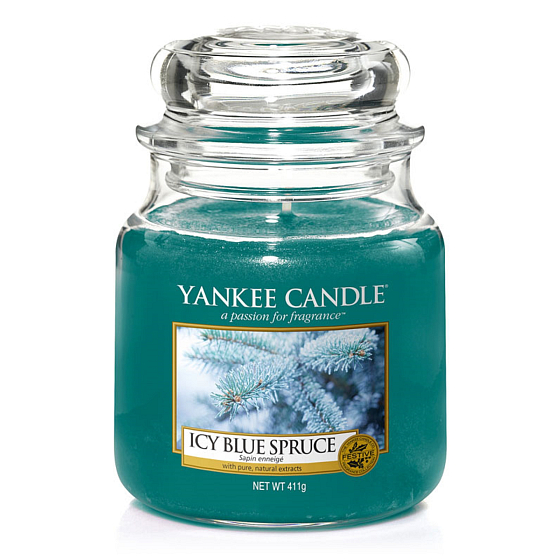 Yankee Candle Icy Blue Spruce - Ojíněný modrý smrk vonná svíčka Classic střední sklo 411 g