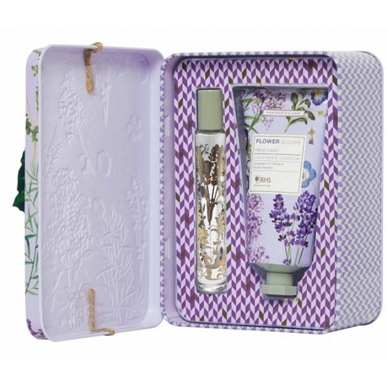Heathcote & Ivory Flower Blooms Lavender Garden woda perfumowana roll-on dla kobiet 12 ml + krem do rąk 50 ml, zestaw prezentowy