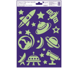 Folia okienne bez kleju plastikowe świecące w ciemności rakieta, ufo 20 x 30 cm