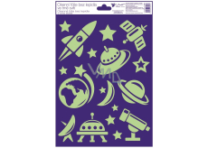 Folia okienne bez kleju plastikowe świecące w ciemności rakieta, ufo 20 x 30 cm