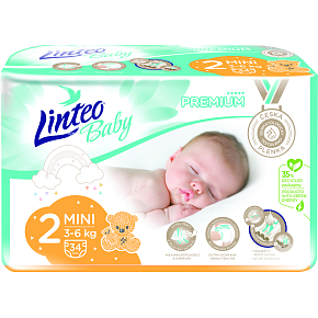 Linteo Baby Premium Mini pieluchy dziecięce 3 do 6 kg, 34 szt.