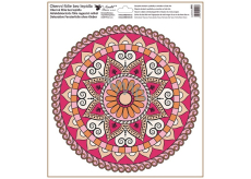 Folia okienna bez kleju czerwono-różowa mandala 30 x 33,5 cm