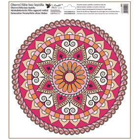 Folia okienna bez kleju czerwono-różowa mandala 30 x 33,5 cm