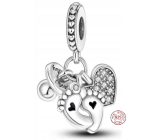 Charm Srebrna 925 Moje dziecko 3w1 serce, odcisk stóp, smoczek, zawieszka na bransoletkę rodzina