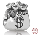 Charm Srebrny 925 Pełen Monet, Muszla na Bransoletkę Symbol