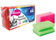 Niteola Grip Scrub Sponge Ultra formowana gąbka do naczyń 9 x 7 x 4,5 cm 4 sztuki