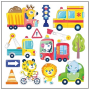 Naklejki dekoracyjne Transport 13 x 15,5 cm 25 sztuk