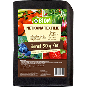 Biom nietkana tkanina czarna 17 g/m² rozmiar 1,6 x 5 m