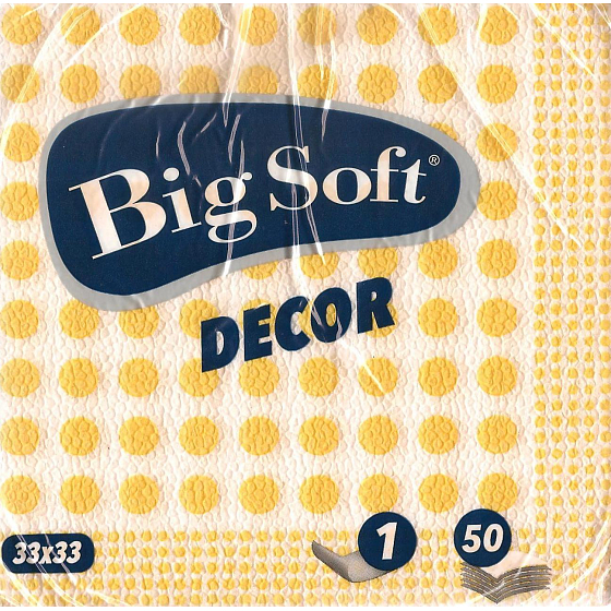 Big Soft Decor papírové ubrousky1 vrstvé 33 x 33 cm 50 kusů žluté