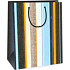 Ditipo Dárková papírová taška 26,4 x 13,6 x 32,7 cm modro hnědo oranžové svislé pruhy