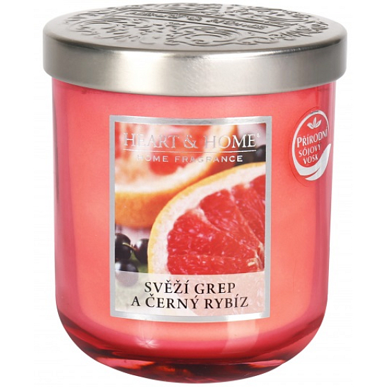 Heart & Home Svěží grep a černý rybíz Sojová vonná svíčka střední hoří až 30 hodin 115 g