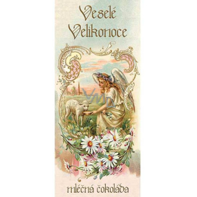 Bohemia Gifts Mléčná čokoláda Veselé Velikonoce anděl s beránkem, dárková 100 g