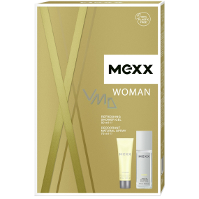 Mexx Woman perfumowany dezodorant szkło 75 ml + żel pod prysznic 50 ml, zestaw kosmetyczny dla kobiet