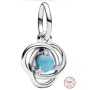 Charm Srebrny 925 Turkusowy krąg zwycięstwa grudnia, zawieszka na bransoletkę symbol