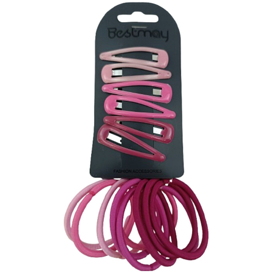 Gumičky do vlasů růžové 10 kusů + lupkačky 6 kusy