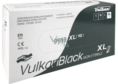 VulkanBlack černé jednorázové bezprašné nitrilové rukavice, velikost XL, 100 ks
