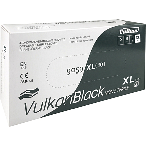 VulkanBlack czarne jednorazowe bezpyłowe rękawice nitrylowe, rozmiar XL, 100 szt.