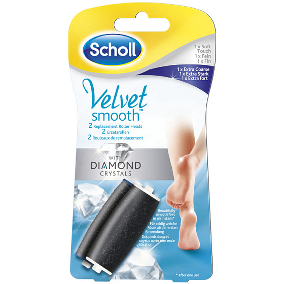 Scholl Velvet Smooth Express Pedi with Diamond Crystals elektrický pilník náhradní hlavice jemná 1 kus + extra hrubá 1 kus