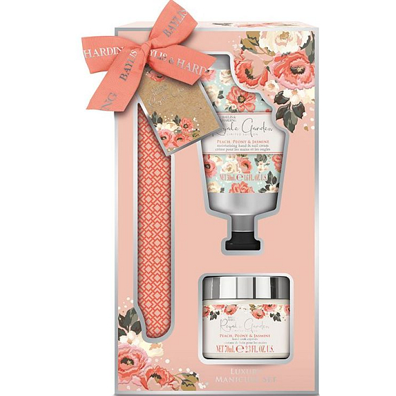 Baylis & Harding Královská zahrada sůl do vodní lázně 70 g + krém na ruce a nehty 50 ml + pilník, kosmetická sada pro ženy
