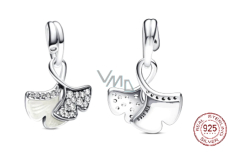 Charm Srebrny 925 Liść Ginkgo Biloba symbol zdrowia, równowagi, przyroda bransoletka zawieszka