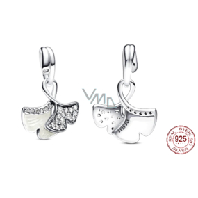 Charm Srebrny 925 Liść Ginkgo Biloba symbol zdrowia, równowagi, przyroda bransoletka zawieszka