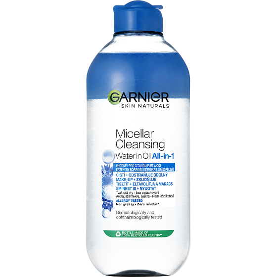 Garnier Skin Naturals pečující dvoufázová micelární voda pro citlivé oči, 400 ml
