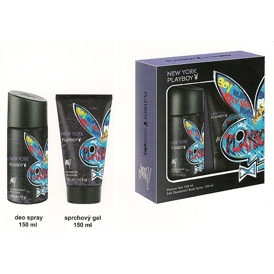 Playboy New York deodorant sprej 150 ml + sprchový gel 150 ml, kosmetická sada