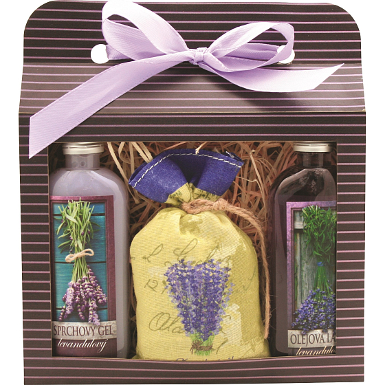 Bohemia Gifts Lavender La Provence sprchový gel 100 ml + Olejová lázeň 100 ml + sůl do koupele 150 g, kosmetická sada