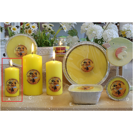 Lima Citronela repelentní svíčka proti komárům vonná žlutá válec 50 x 100 mm