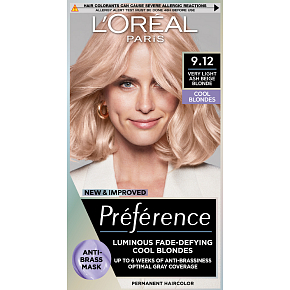 L'oreal Paris Préférence Cool Blondes farba do włosów, Siberia, bardzo jasny popielaty blond 9.12 L'oreal Paris Préférence Cool Blondes farba do włosów, Siberia, bardzo jasny popielaty blond 9.12