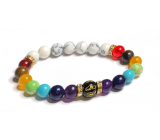 Bransoletka czakrowa, elastyczna, naturalny kamień, koraliki 8 mm / 16 - 17 cm, Reiki modlitewna, równoważąca