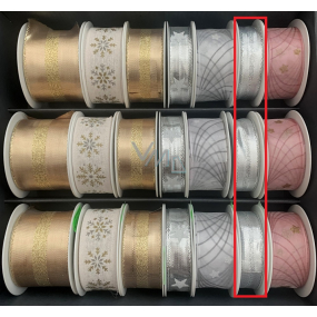 Nekupto Wstążka materiałowa świąteczna Srebrna z paskiem pośrodku 15 mm x 3 m