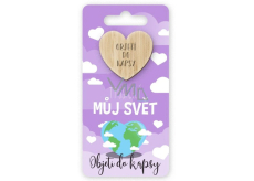 Niekupiony Kieszonkowy Przytulak Serce Ty jesteś całym moim światem, przytulak do kieszeni 6 x 12 cm