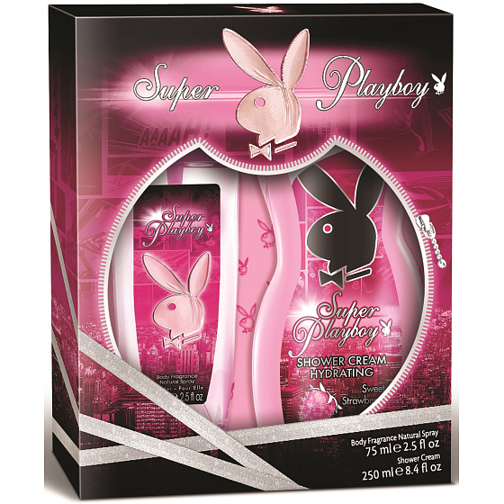 Playboy Super Playboy for Her parfémovaný deodorant sklo pro ženy 75 ml + sprchový gel 250 ml, dárková sada