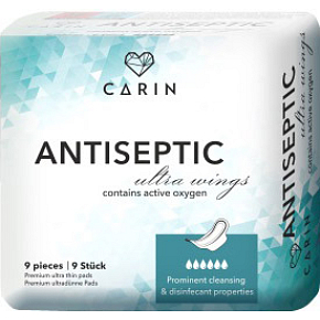 Carin Antiseptic Ultra Wings cienkie wkładki intymne, 9 szt.