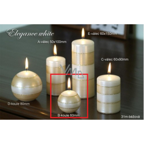 Lima Elegance White svíčka béžová koule 60 mm 1 kus