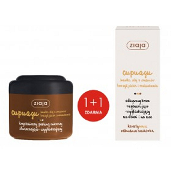 Ziaja Cupuacu krystalický cukrový peeling 200 ml + pleťový krém na den a noc 50 ml, duopack