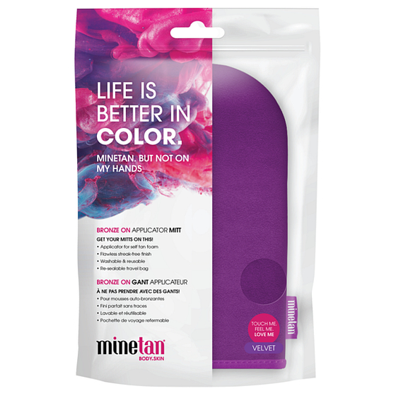 MineTan Bronze On Applicator Mitt aplikační rukavice pro bezchybné nanášení samoopalovacích produktů fialová 1 kus