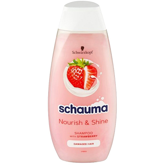 Schauma Nourish & Shine Jahody a mandlové mléko šampon na poškozené vlasy 400 ml