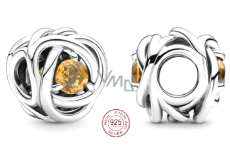 Zawieszka ze srebra 925 Sterling Nieskończoność okrąg w kolorze miodowego cytrynu, koralik do bransoletki
