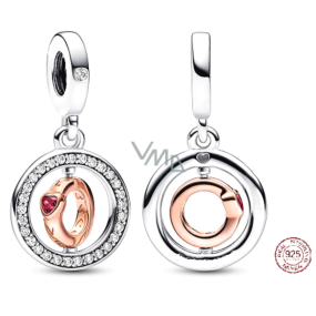 Charm Srebrna 925 Miłość, która się toczy - obrączka obrotowa, zawieszka na bransoletkę miłość