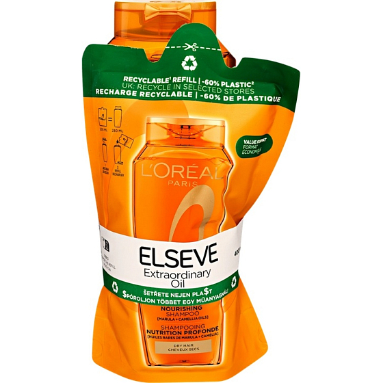 L’Oréal Paris Elseve Extraordinary Oil šampon na vlasy 400 ml s náhradní náplní 250 ml