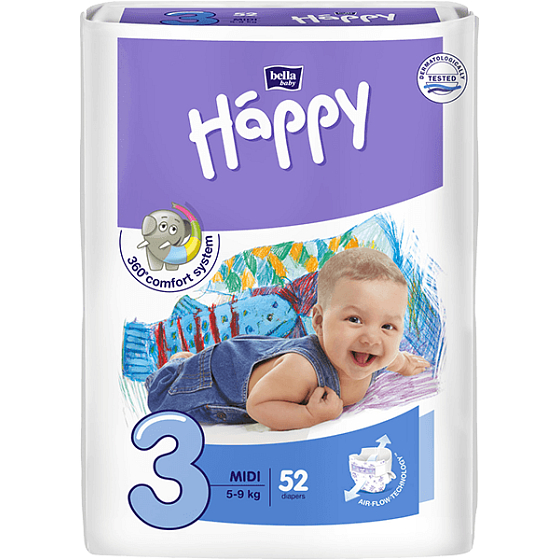 Bella Happy 3 Midi 5-9 kg pieluchy treningowe 52 sztuk