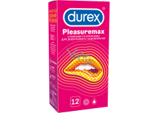 Durex Pleasuremax kondom z wypustkami i wypustkami dla stymulacji obu partnerów nominalna szerokość: 56 mm 12 sztuk
