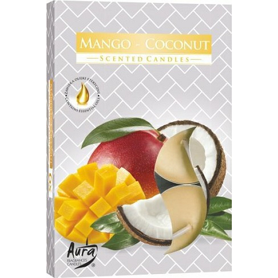 Bispol Aura Mango & Coconut - Mango a kokos vonné čajové svíčky 6 kusů
